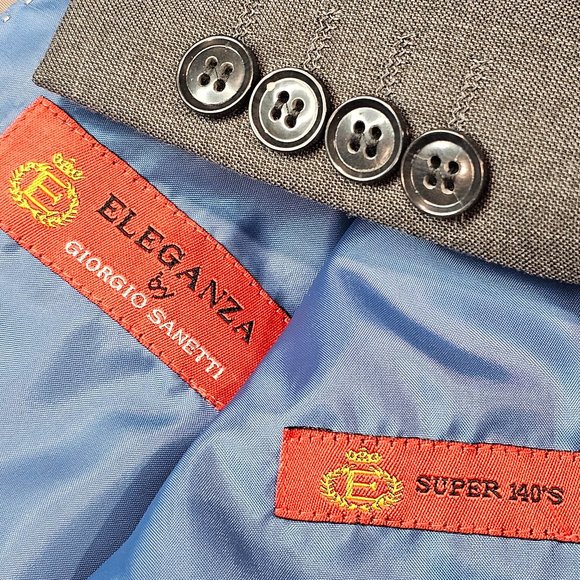 Eleganza by Giorgio Sanetti Super 140's Gray Dual Vent Blazer Sport Jacket 40R - Picture 11 of 12